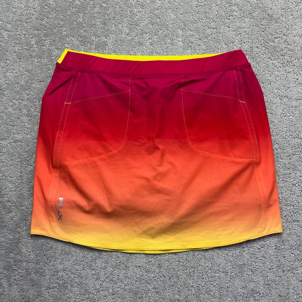 RLX‎ Ralph Lauren Fancy Skort Womens Medium Pink Orange Ombre Sunset Golf Tennis